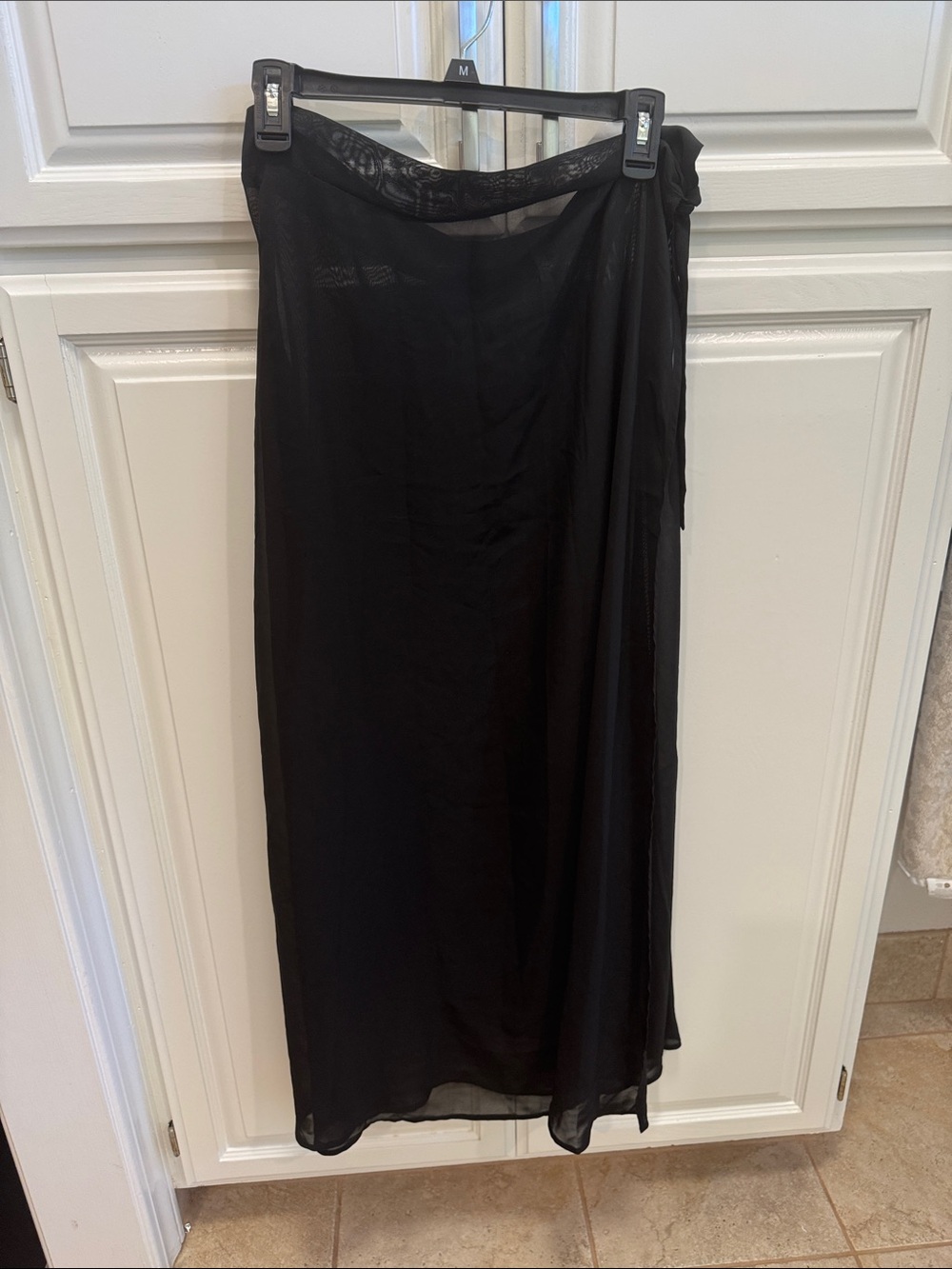 Black Maxi Wrap Skirt with Tie Waist